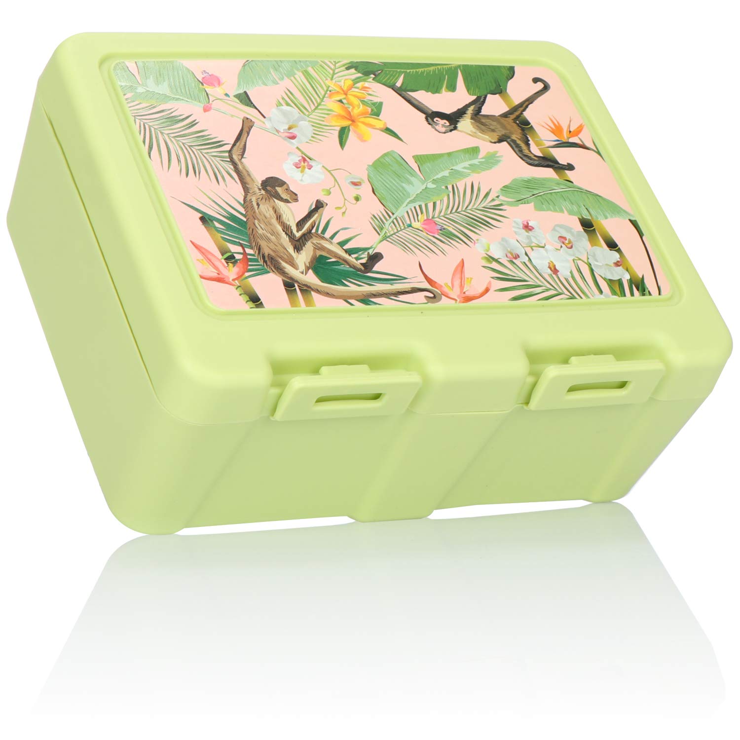 com-four® lunch box with spoon, 2 practical separate compartments, ideal box for breakfast, lunch and snacks at school, university and on the go