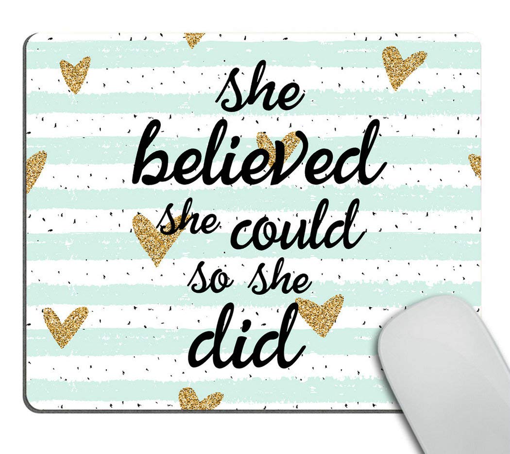Wasach Quote Mousepad, She Could Mouse Pad, Watercolor Mouse Mat, Custom Mousepad, Heart Mousepad, Inspirational Quote Mousepad Motivational Quote