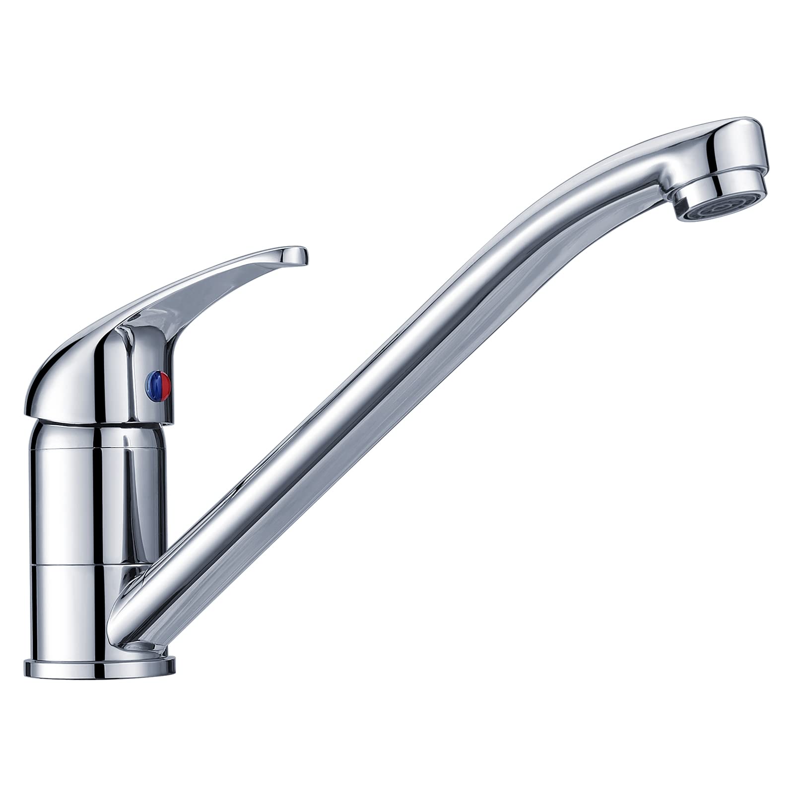 VCBRPT Kitchen Tap Chrome Kitchen Sink Mixer Taps 1 Hole Single Lever Monobloc Sink Taps Mixer Top Lever Brass Low Spout Faucet 360° Swivel Spout