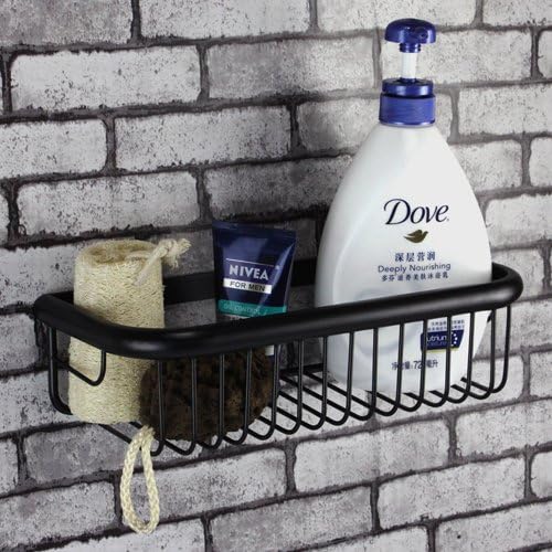 Modern Wall Mount Rectangle Shaped Solod Brass Shower Wire Basket and Storage Caddy Soap Wire Basket Shower Holder Oil Rubbed Bronze Finish (Rectangle 30cm, Oil Rubbed Bronze)