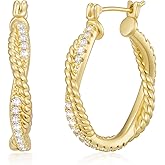 14K Gold Earring for Women Twisted Hoop Earrings Hypoallergenic Lightweight Trendy Gold Earring Jewelry Gift 25mm