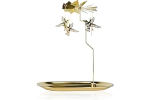 LPUSA Rotary Candle Holder Hummingbird Gold Metal Spinning Tea Lights Candle Holder, Romantic Scandinavian Designed Candlestick Ornament for Wedding Party Christmas Festival Home Decor，Hummingbird