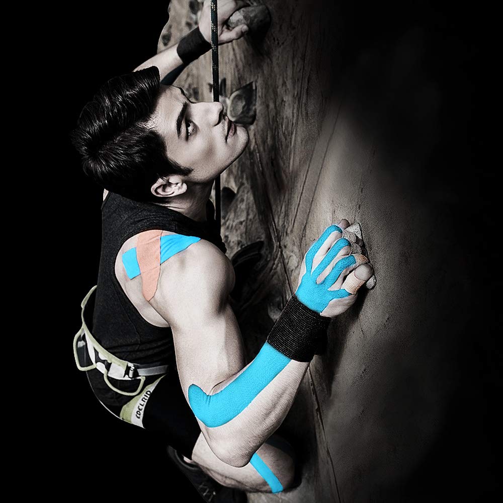 Physio Tape Kinesiologie Tape 5m x 5cm, Muskeln Kinesiology sport vorgeschnitten, Rollenlänge Elastisches Therapeutisches sport verletzungen Tape Elastische Bandage für Plantarfasziitis Physiotherapie