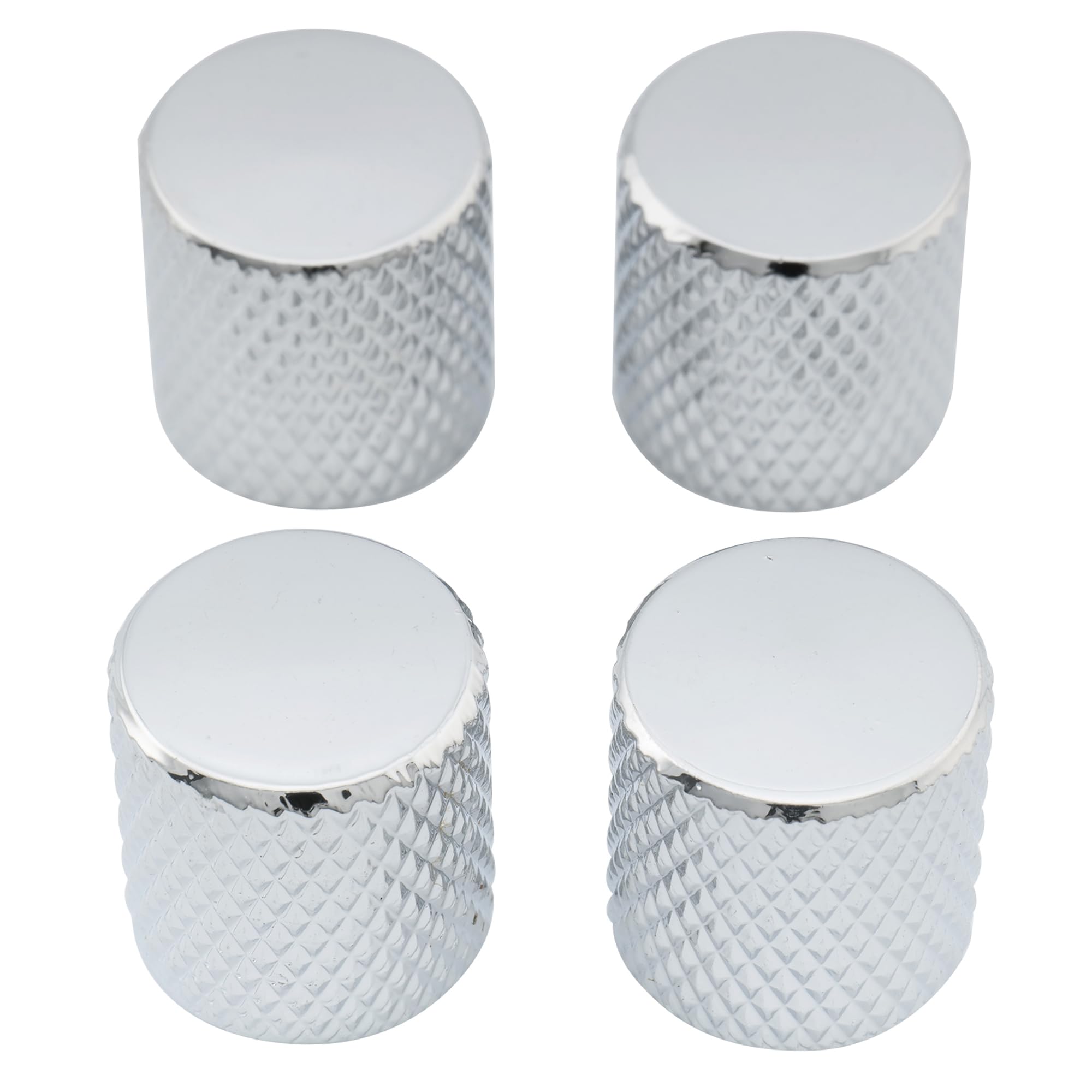 Musiclily Metric Metal Flat Top Knurled Control Knobs for Electric Guitar or Bass, Chrome(4 Pieces)
