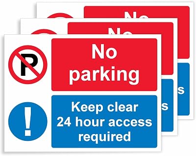 Viro Display No Parking Keep Clear 24Hr Access Vinyl Stickers 150x200mm 3 Pack