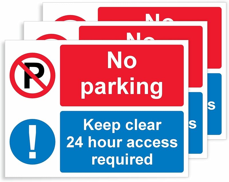 Viro Display No Parking Keep Clear 24Hr Access Vinyl Stickers 150x200mm 3 Pack