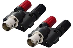onelinkmore BNC Female to Dual Banana Female Socket Binding Post RF Coax Splitter Adapter Connector for HF Radio Antennas Pack of 2