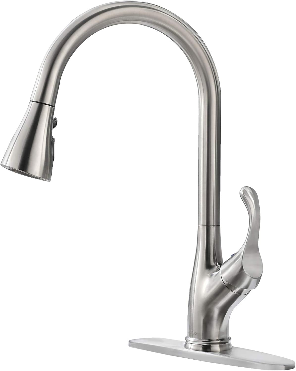 APPASO - Grifo de cocina abatible con rociador, níquel cepillado, una