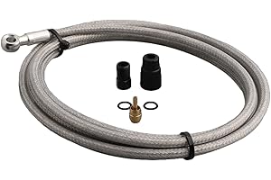 Road for Bike Hydraulic Brake Hose 2m Stainless Steel Line Kit with Olive Insert Connecting Bolt, Disc Brake Tubing Replaceme