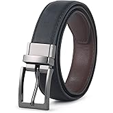 AWAYTR Reversible Kids Belts for Boys - Black and Brown Leather Belt for School Uniform Casual Jeans