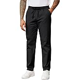COOFANDY Men's Casual Pants Drawstring Elastic Waist Chino Pants Straight Leg Slacks Cotton Twill Trousers with Pockets