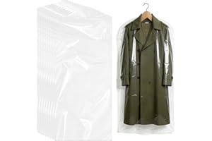 Heliltd 10-Pack Clear Garment Bags for Hanging Clothes 23.6×60in Reusable PP/PE Dust Cover Clear Dry Cleaning Bags for Coats 