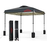 Benass 8x8 Pop Up Canopy, Easy Up Canopy Tent, Heavy Duty Tents for Parties, One Person Set Up Event Tent, Grey