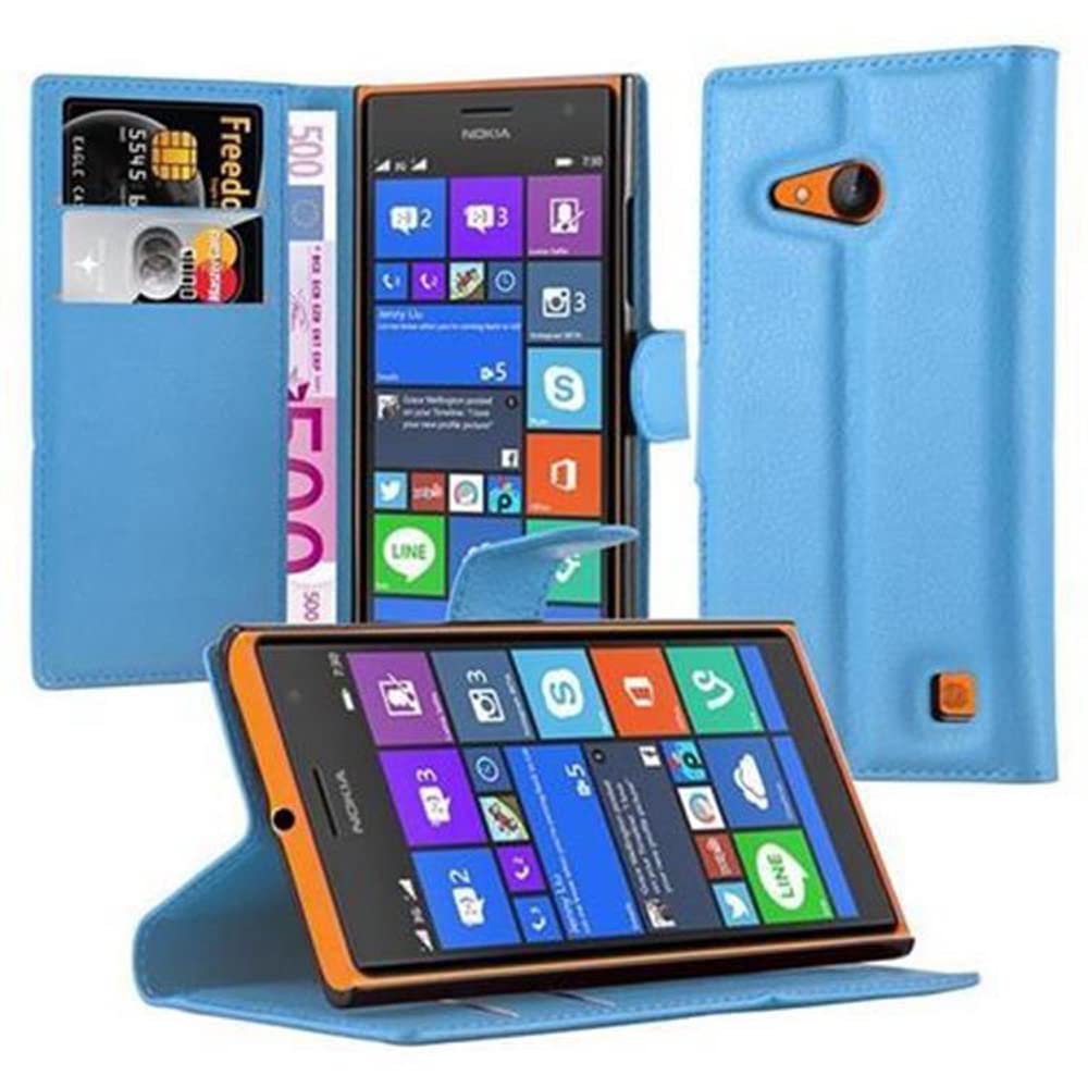 cadorabo Book Case works with Nokia Lumia 730 in SKY BLUE - with Magnetic Closure, Stand Function and Card Slot - Wallet Etui Cover Pouch PU Leather Flip
