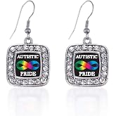 Inspired Silver - Silver Square Charm French Hook Drop Earrings with Cubic Zirconia Jewelry