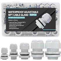 Joinfworld 72-Piece Waterproof Cable Gland Kit - PG7 To PG29, NPT, For 3-25mm Cables, IP68, Nylon
