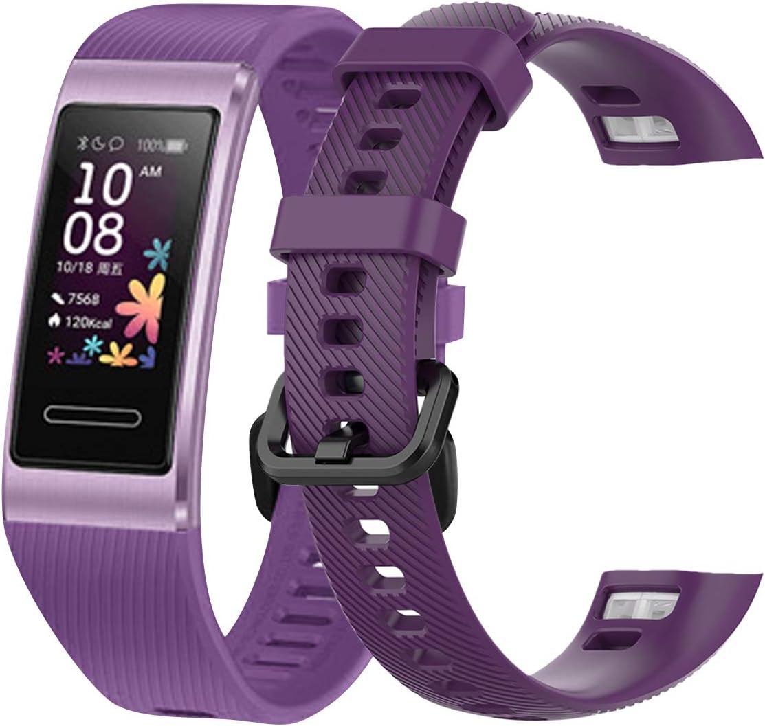 teyiwei Purple Soft Silicone Wrist Strap Compatible for Band 3 Pro Replacement Watch Band Bracelet Compatible with Band 4 Pro