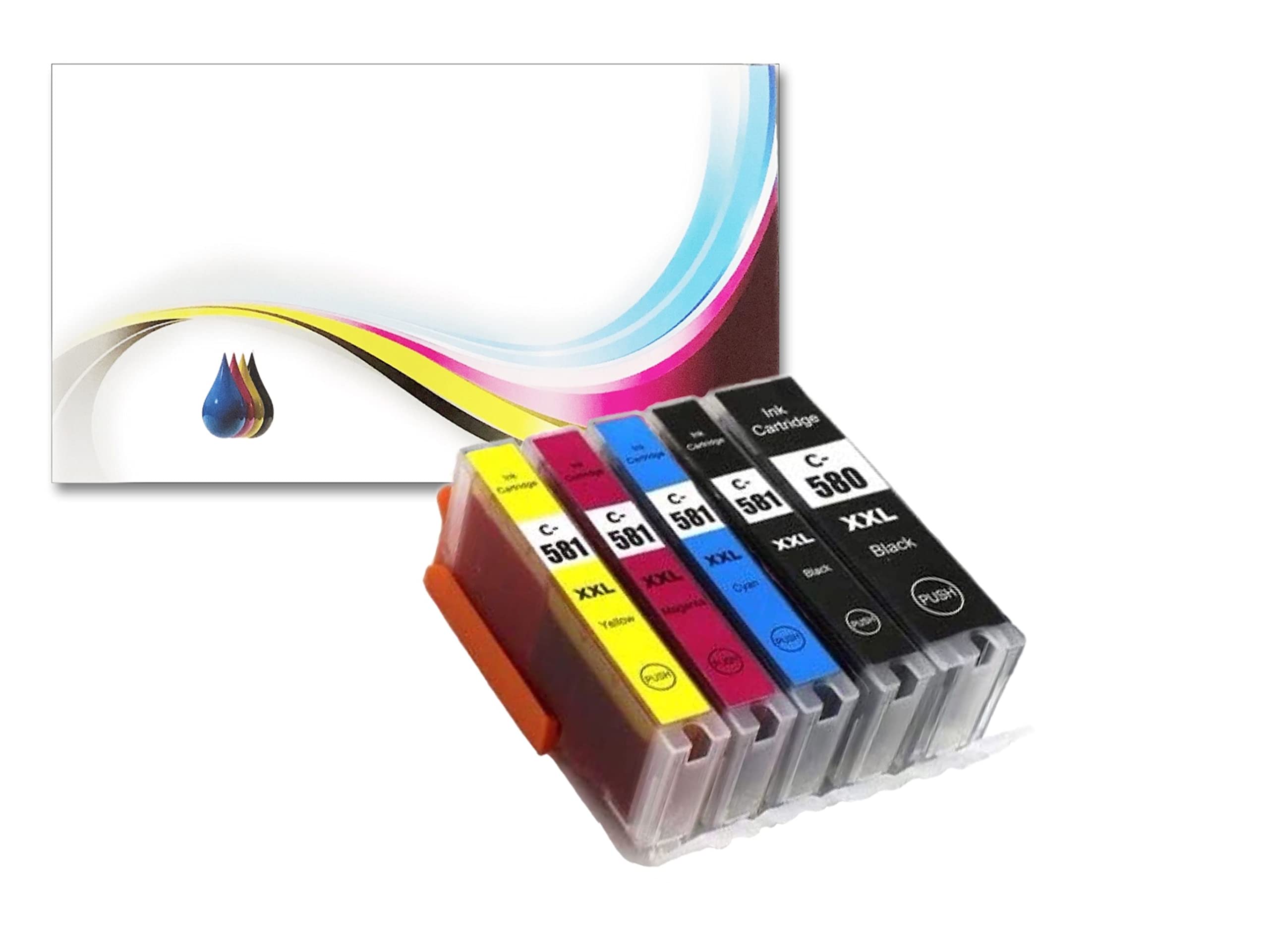 BVH Direct 580XXL CLI 581 XXL Ink Cartridges for and compatible with Canon PGI-580XXL CLI-581XXL PGI-580 CLI-581 XL for Canon PIXMA TS705 TR8550 TS6350 TS6250 TR7550 TS9550 TS6151 TS6150 TS 705