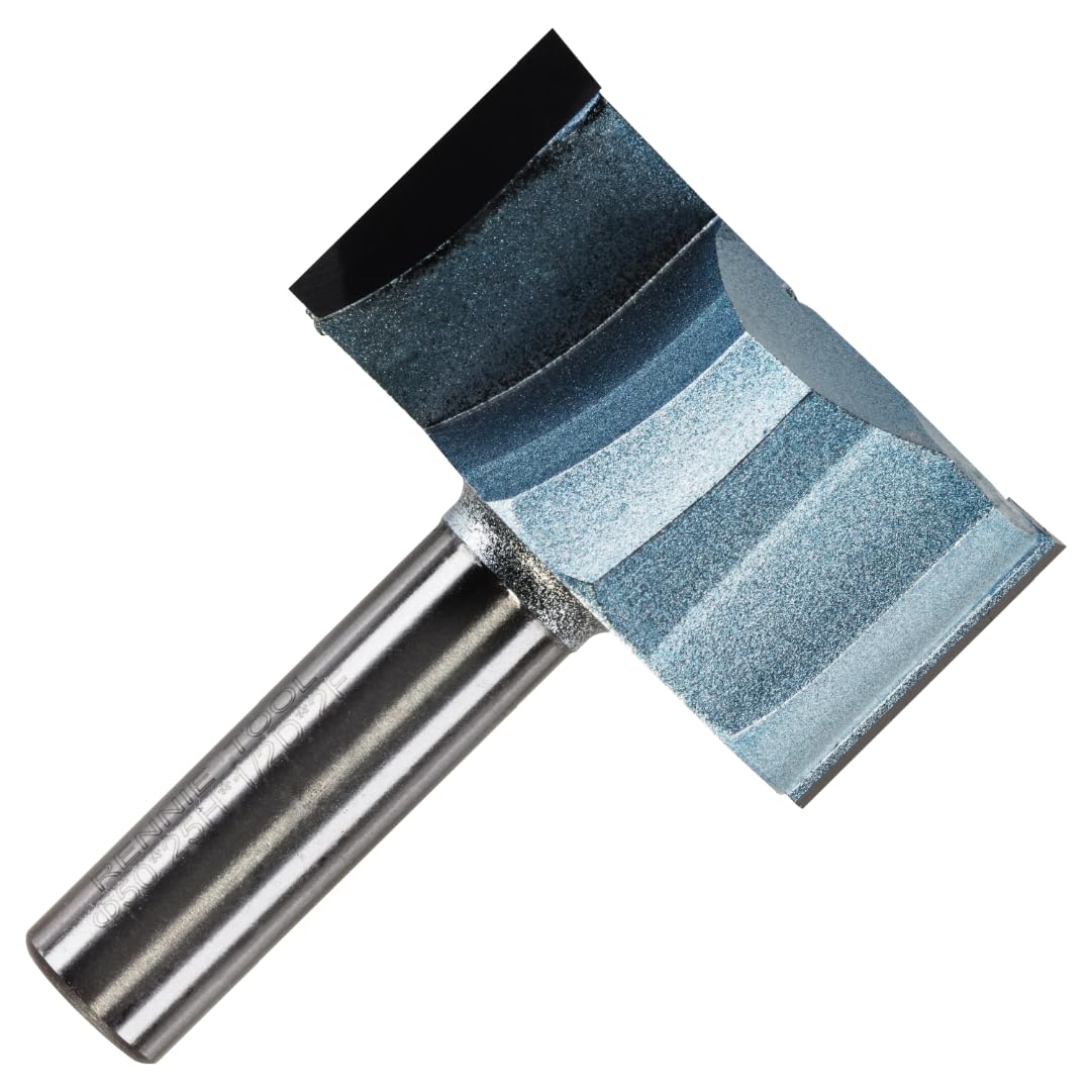 Rennie Tools - 50mm Cutting Diameter x 25mm Flute x 1/2" Shank TCT Tipped 2 Flute Straight Router Cutter Bit. Compatible With Makita Trend Festool Hikoki Dewalt Router Etc. 50mm Router Bit