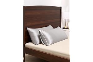 2 Pcs Silver Satin Pillowcase, Silk Pillow Cases, Cooling Pillow Case for Hot Sleepers, Birthday Gifts for Women Men, Shrinka