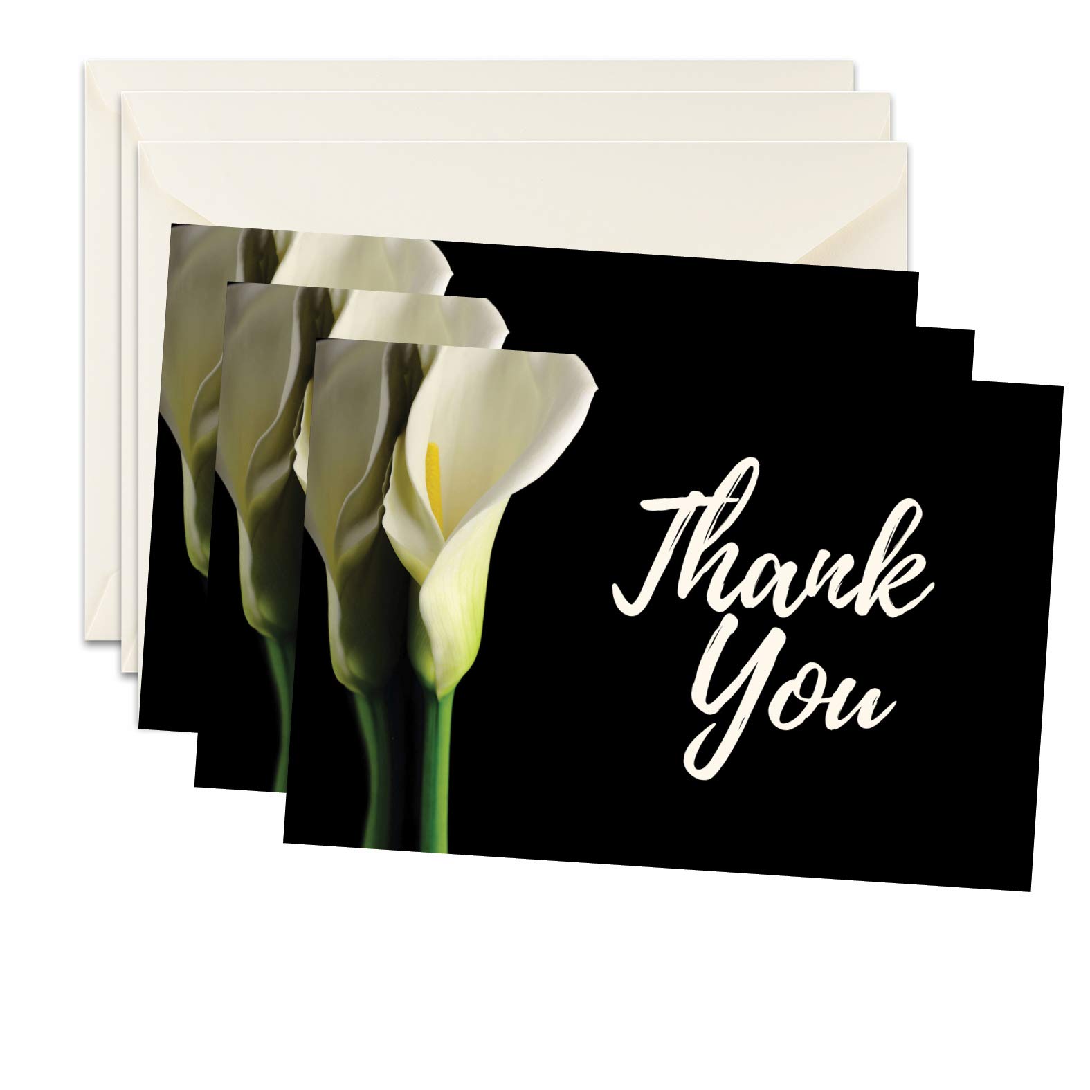 Funeral Thank You Cards - Sympathy Bereavement Thank You Cards With Envelopes - Message Inside (50, Lily)