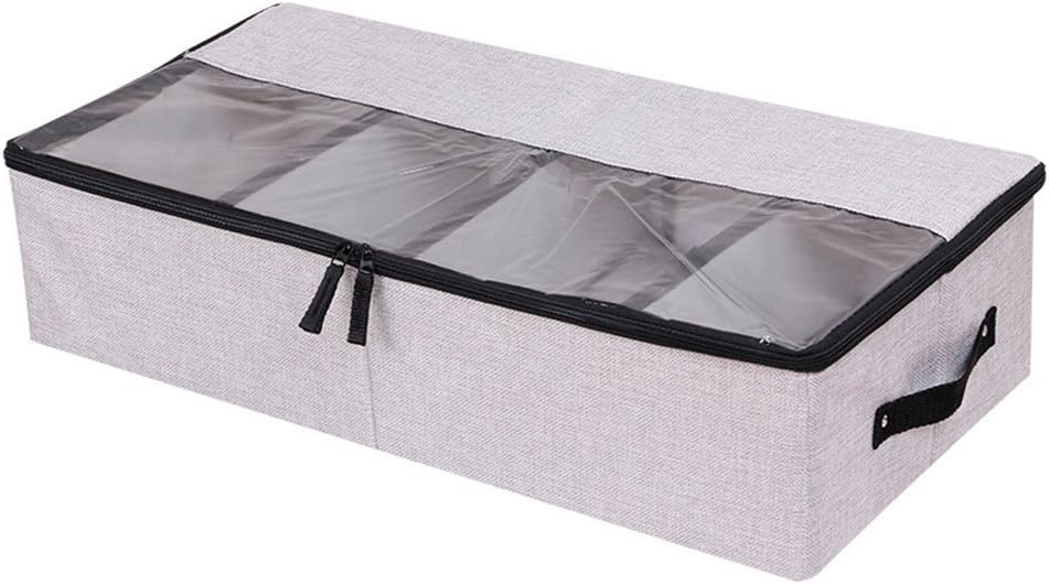 Under Bed Storage Organizer Clothes Containers Shoe Box Sturdy Foldable Bags With Handles And Adjustable Dividers For Shoes, Clothes, Toys, Blankets and Household Items 2Pcs (Grey)