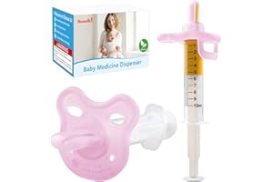 Aoaodbu Baby Medicine Dispenser, Baby Medicine Syringe, 0 Months and up Baby Pacifiers, 100% Silicone Pacifiers, BPA-Free (Pink)