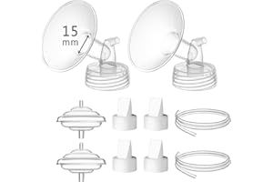 TOVVILD 15 mm Flange Set Compatible with Spectra/Motif Luna Wide-Mouth Bottles, Breast Pump Parts Includes Breast Shield Tubing Valve Backflow Protector, Not Original Spectra Accessories