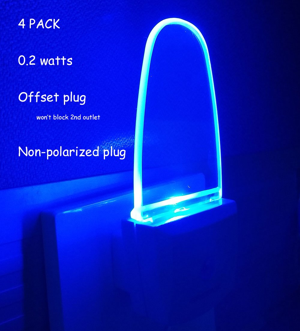 4 Pack Night Light Lamp with Dusk to Dawn Sensor, Plug in, Blue Led Night Light: Baby