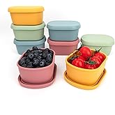 fecoqi 10oz(8pcs) Silicone Snack Containers Food Storage Containers, Reusable Small Snack Container with Lids, Stackable For Meal Prep,Fruit,Freezer