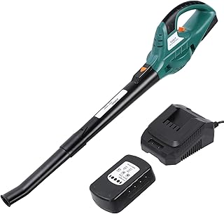 FIXKIT Akku Laubbläser (1H Schnelle Aufladung, 20V 2Ah, 2 Dateien Einstellbar, bis zu 13000U/min, Verlängerungsrohr)