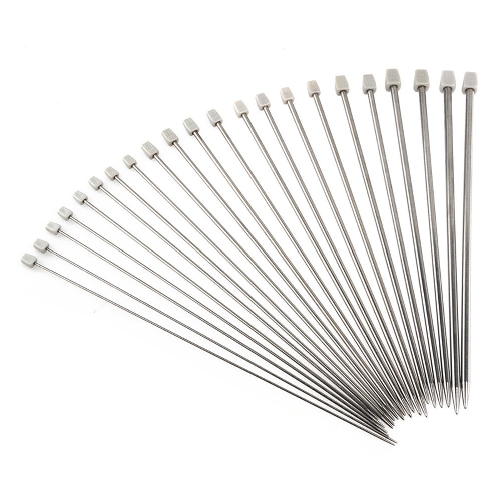 DWE Knitting Needles Set, 11 Pairs of 36cm Long 2.0mm to 8.0mm