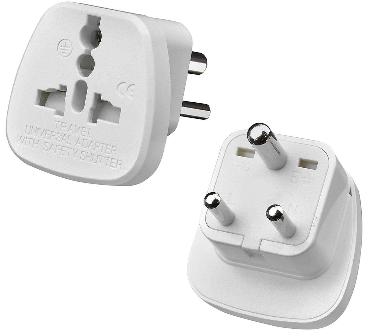 Gadgets Hut UK - 2 x UK to India Travel Adapter Type D | British 3-Pin to Indian Socket Converter | Travel Adapter for India, Nepal & Sri Lanka, Bangladesh and more (Pack of 2)