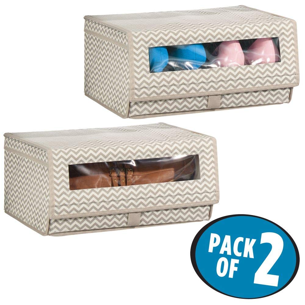 stapelbare Schuhbox mit Sichtfenster Klettverschluss und Klappdeckel