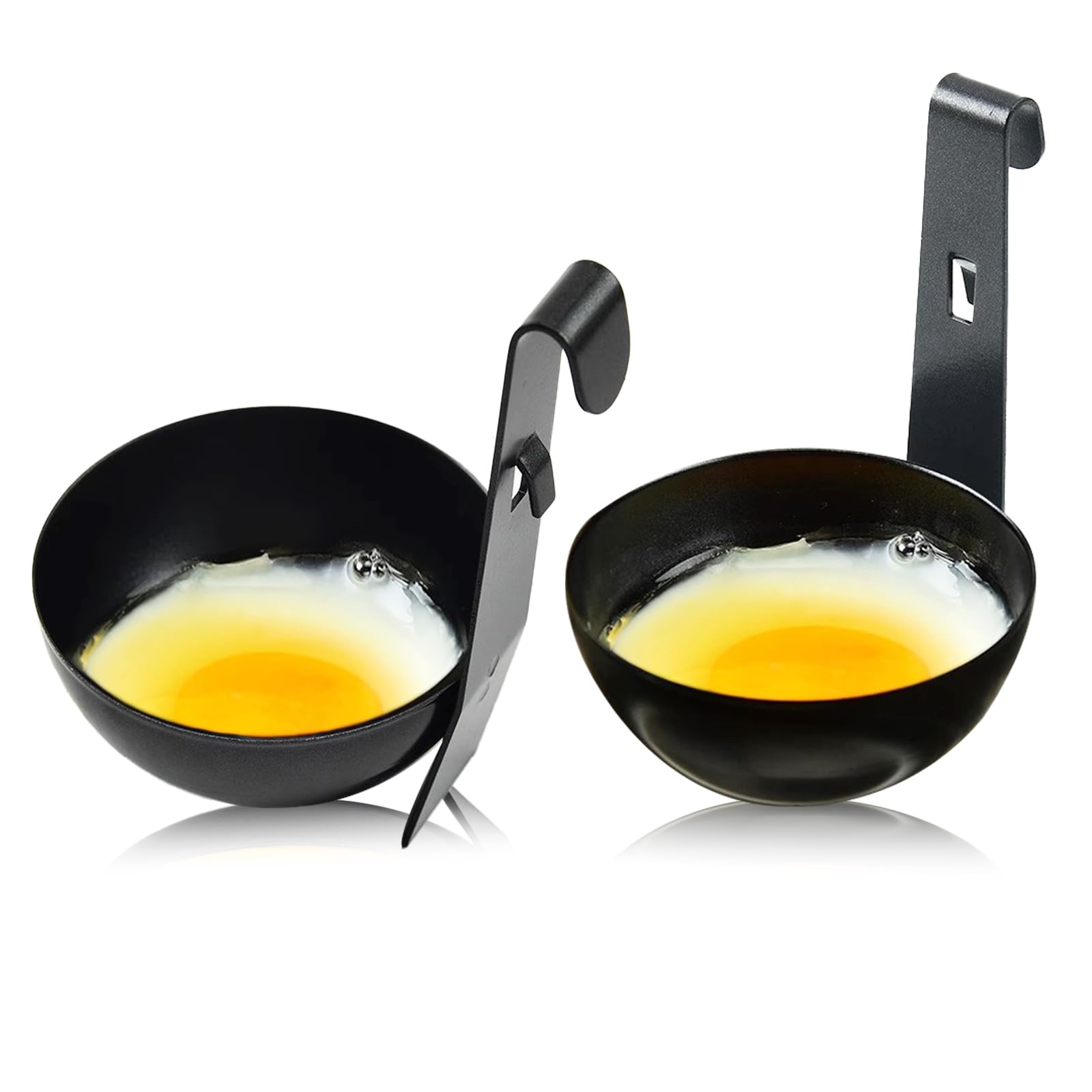 Photo 1 of 2 Pcs Egg Poacher Stainless Steel poached egg cooker,Hangable poached egg cups for Easy Cooking,poached egg pan for Making Soft Boiled Eggs