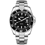 Fashion Men Stainless Steel Band Round Dial Analog Calendar Quartz Wrist Watch - Blue Red