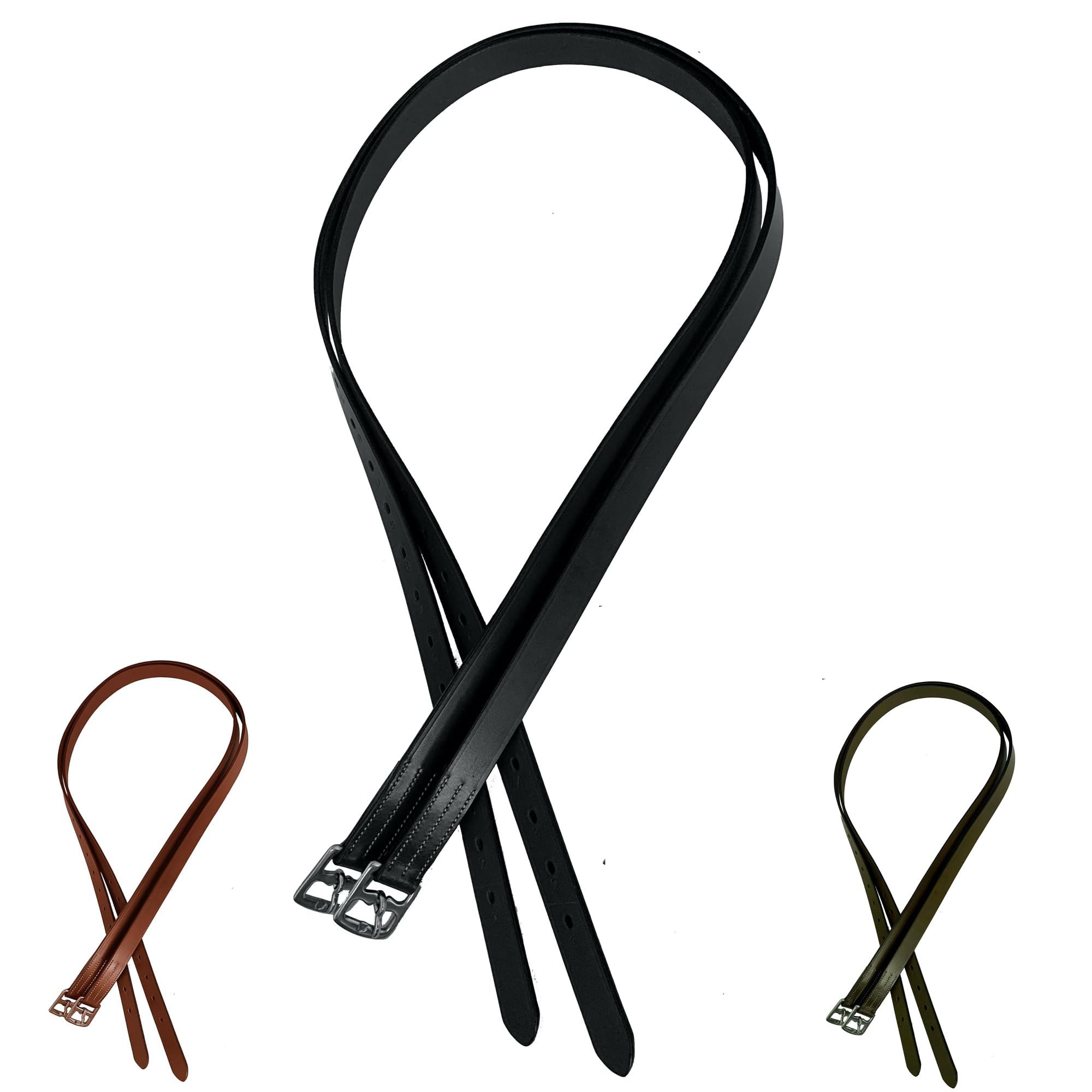 Majestic Ally Genuine Leather Stirrup for English Saddle (Black, 60 Inches)