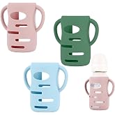3 Pack Silicone Sleeves for Dr.Brown's Wide Neck 9 OZ Glass Bottles | 5oz/150mL,9oz/270mL, 100% Silicone Handles for Sippy Cups for Toddlers 1-3,Anti Breakage