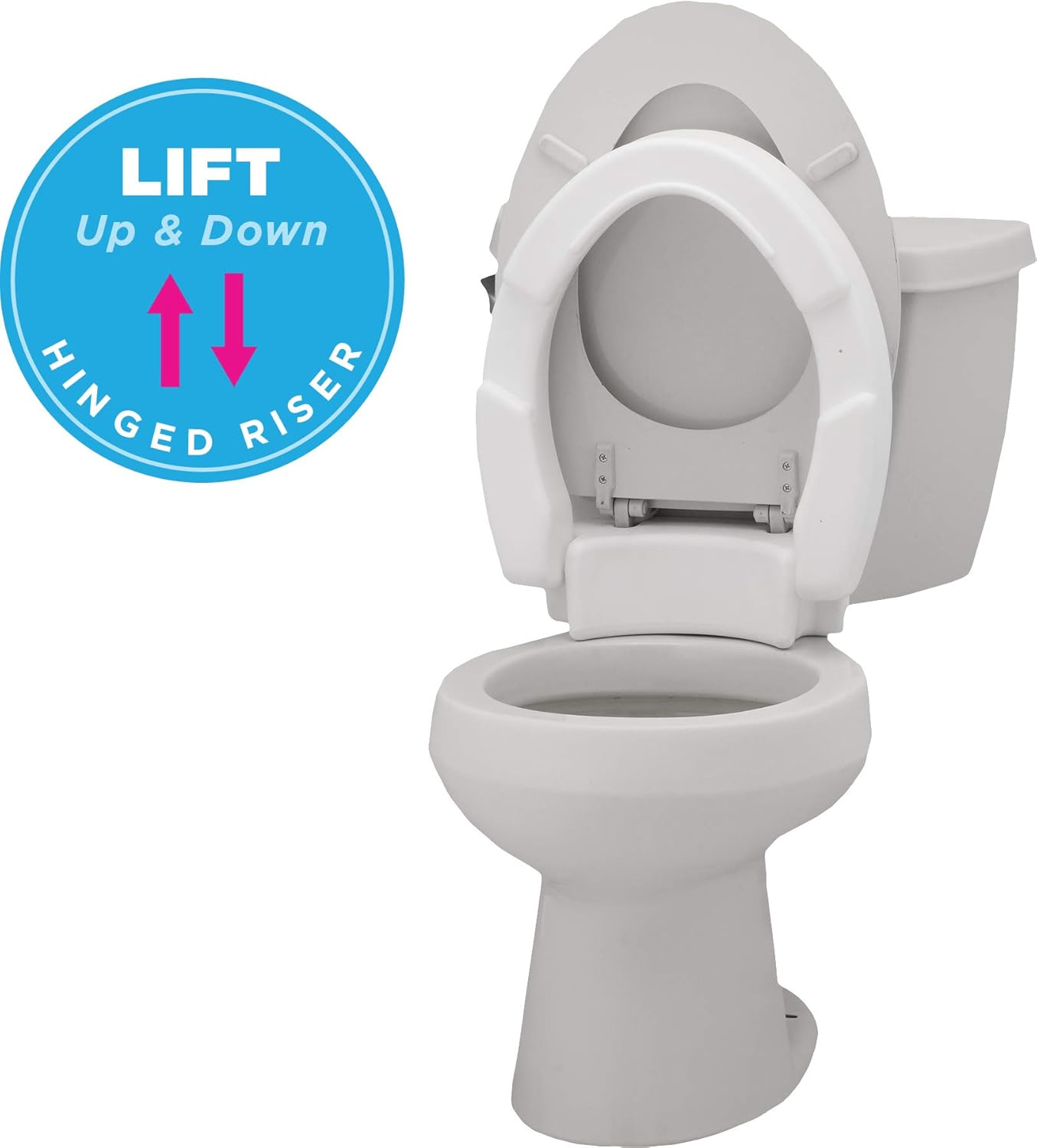 NOVA Hinged Toilet Seat Riser, Lift Up and Down Raised Toilet Seat (For Under Seat), For Elongated Seat: Health & Personal Care