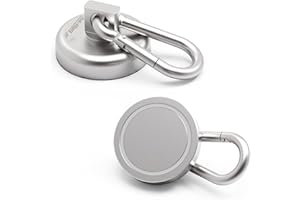 Ant Mag - Carabiner Magnetic Hooks 80LBS MAX Heavy Duty Neodymium Magnet Swivel Snap Hook for Hanging Indoor/Outdoor Grill Kitchen Cabinet Office 2 Pack