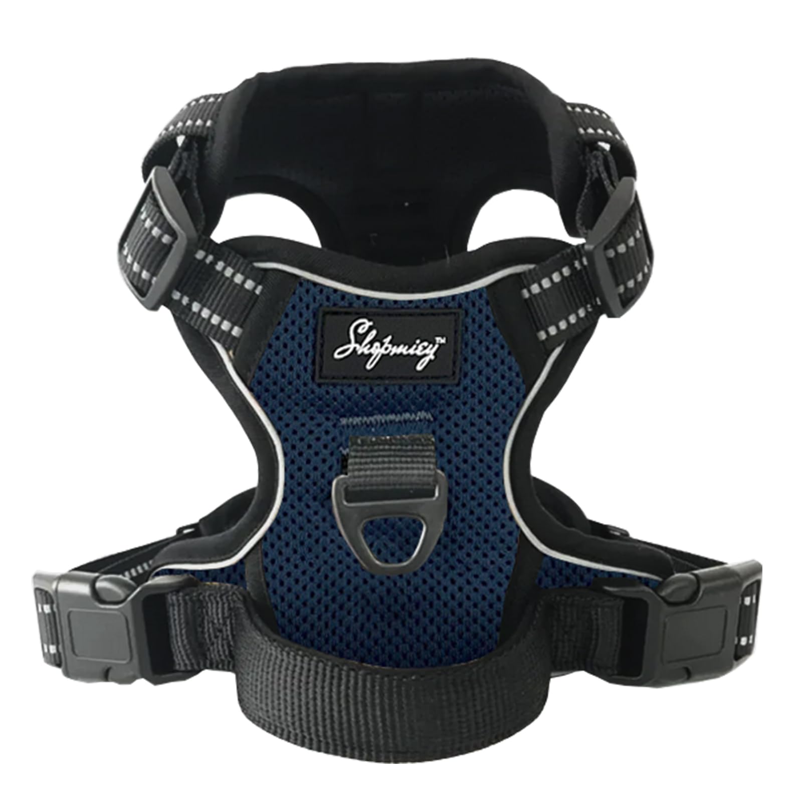 ShopMiey Dog Harness No Pull Pet Harness with 2 Leash Clips, Adjustable Soft Padded Pet Vest, Reflective No-Choke with Easy Control Handle for Training or Walking (Navy Blue, Small) — image 1
