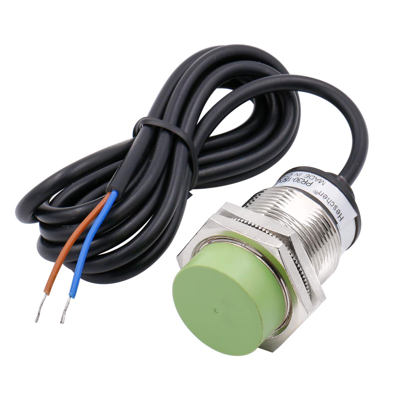 Heschen Inductive Proximity Sensor Switch PR30-15DO Cylindrical Type, 15mm Sensing, M30 Round, Non-Shielded, 12-24VDC 2-Wire, NO(Normally Open) CE