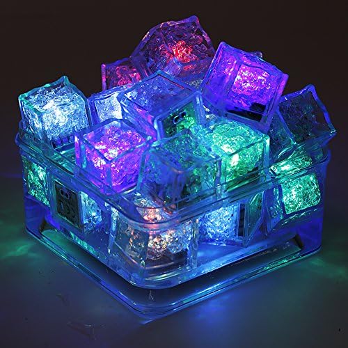 Allumin 36 Pcs Ice Cube LED Light Flashing Submersible Multi-Color Liquid Sensor Glow Lighting for Drinking Wine Wedding Party Bar Decoration (36)