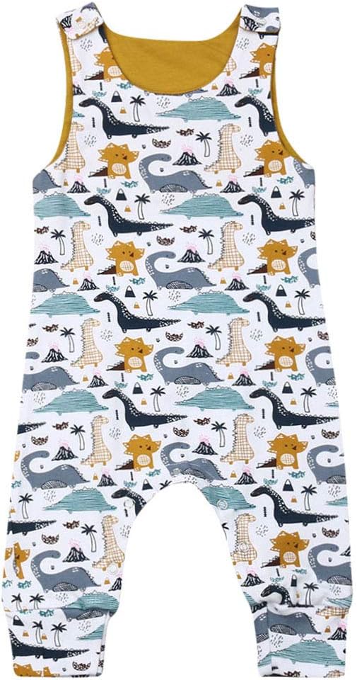 CQHY MALL Baby Girls Boys Cute Animal Print Romper Infant Solid Jumpsuit Clothes Sleeveless Bodysuit Outfits, 0-24 Months