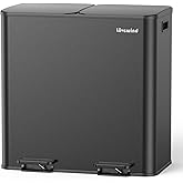 Lovewind Trash Can, 2 x 10.5 Gallon (2 x 40 L) Garbage Can for Kitchen Dual Compartment Recycling Kitchen Step Trash Bin, Stainless Steel Trash and Recycle Bin Combo with Soft-Close Lid, Black