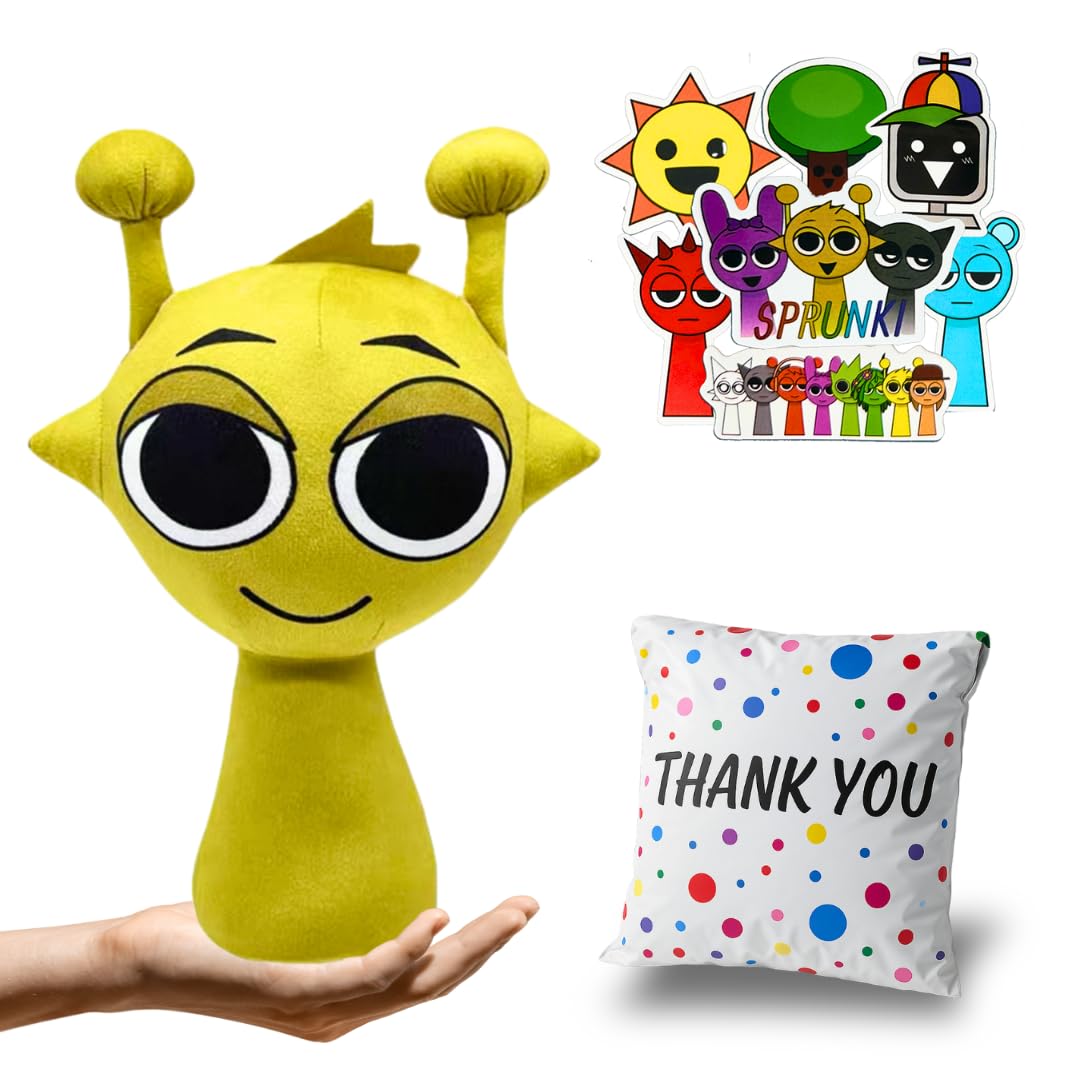 Photo 1 of Sprunki Plush Toy – 12” Premium Stuffed Character Doll with 50 Stickers & Gift Bag | Soft Plushies for Kids Room Decor, Cuddling, or Play | Choose Sky, Pinki, Oren, Simon, Mr. Fun Computer & More