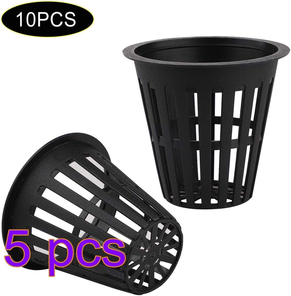 YIREAUD 50 PCS Net Pots Garden Slotted Mesh Net Cups Plastic Plant Nursery Pots for Hydroponics Healthy Root Aquaponic System