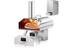 Q-Stoves 2-in-1 Outdoor Pizza Oven, 16" Wood Pellet Pizza Oven with AUTO ROTATING Pizza Stone, Portable, Removable Top as Torch Heater or Stove