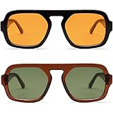 VANLINKER Oversized Retro Square Aviator Sunglasses for Women Men 70s Vintage Style Trendy Big Flat Top Sun Glasses VL9826