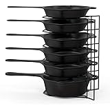 MUDEELA 6 Tier Heavy Duty Pan Organizer, Pan Rack Holds Cast Iron Skillets, Griddles and Shallow Pots, Pan Organizer Rack for